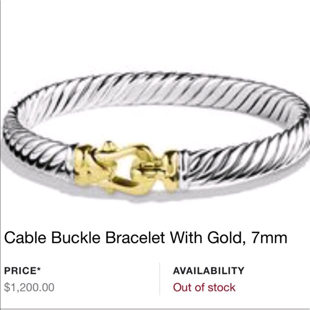 David Yurman 925 18k Cable Buckle Bangle Bracelet - Picture 7 of 8